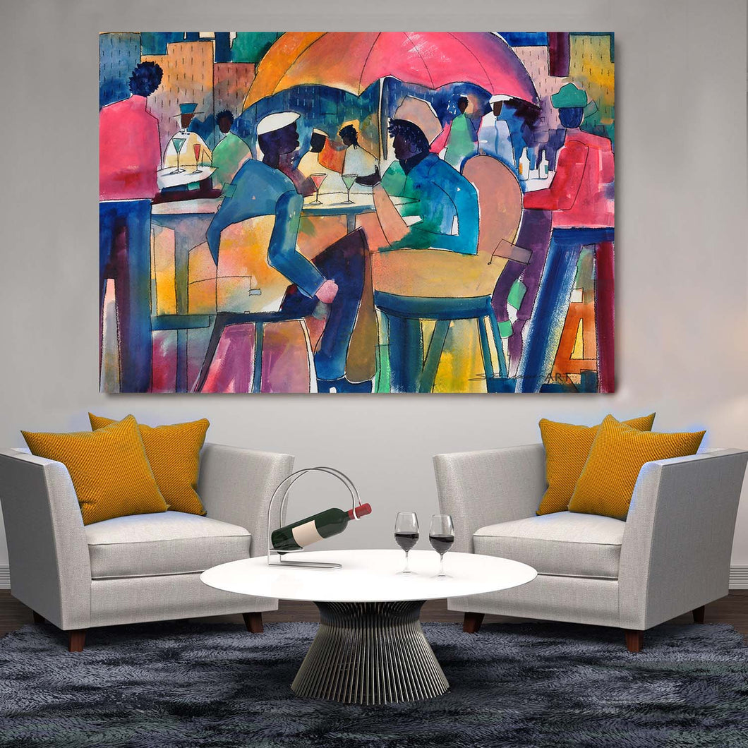 Downtown Dining Canvas Art