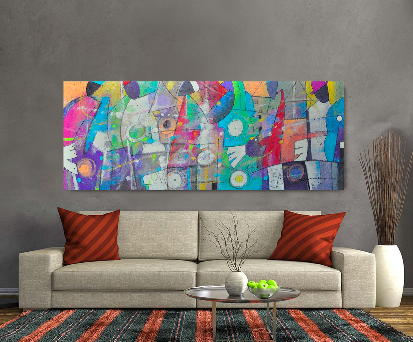 Musical Village Canvas Art